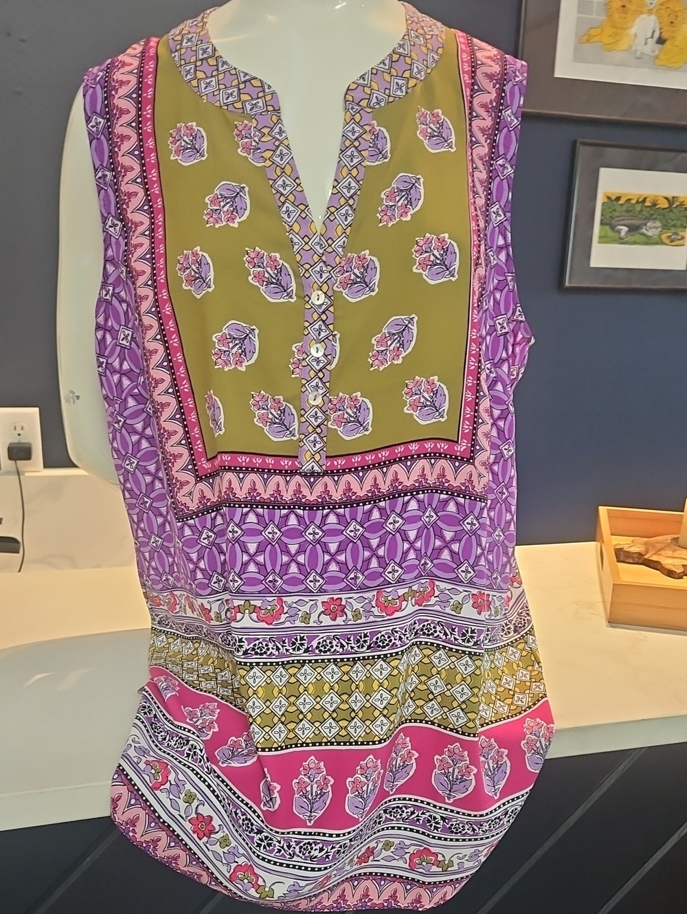 Susan Graver Floral and Geometric Top